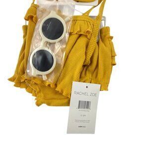Rachel Zoe Baby Girl Romper Bib Sunglasses Set 0-3M Yellow NWT Outfit Set